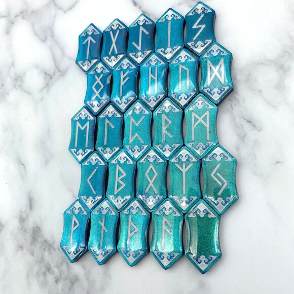 Blue Teal Chrome Runestones - Picture 8 of 11